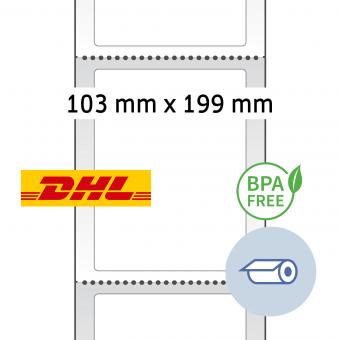 HERMA DHL verzendetiketten op rol, 58301, Thermo eco, wit, perf.,103x199 mm, 800 etik./rol/lev 8 rol 