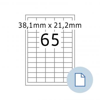 HERMA Etiketten op vellen A4, 8697, papier wit 38,1x21,2 mm, 100 vel/6.500 etik./lev.eenheid 10 pack 