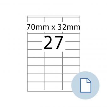 HERMA Etiketten op vellen A4, 8704, papier wit 70x32 mm, 100 vel/2.700 etik./lev.eenheid 10 pack 