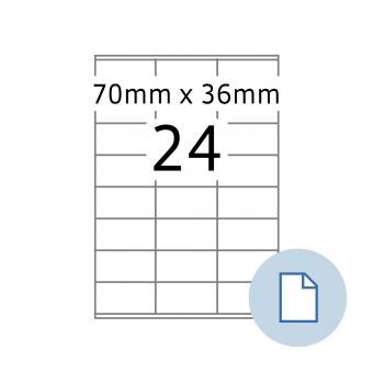HERMA Etiketten op vellen A4, 8705, papier wit 70x36 mm, 100 vel/2.400 etik./lev.eenheid 10 pack 