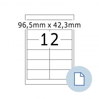 HERMA Etiketten op vellen A4, 8711, papier wit 96,5x42,3 mm, 100 vel/1.200 etik./lev.eenheid 10 pack 