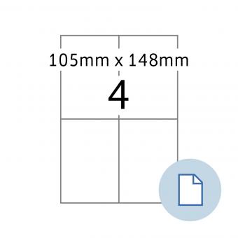 HERMA Etiketten op vellen A4, 8717, papier wit 105x148 mm, 100 vel/400 etik./lev.eenheid 10 pack 