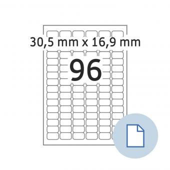 HERMA Etiketten op vellen A4, 8728, papier wit 30,5x16,9mm, 100 vel/9.600 etik./lev.eenheid 10 pack 