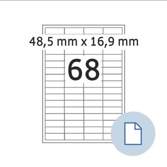 HERMA Etiketten op vellen A4, 8729, papier wit 48,5x16,9mm, 100 vel/6.800 etik./lev.eenheid 10 pack 