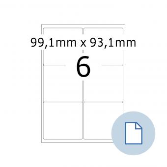 HERMA Etiketten op vellen A4, 8776, papier wit 99,1x93,1mm, 100 vel/600 etik./lev.eenheid 10 pack 
