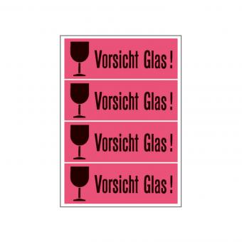 HERMA Tekstlabel VORSICHT GLAS, 6750, papier fluor rood, 118x39 mm, 250 vel/1.000 etiketten 