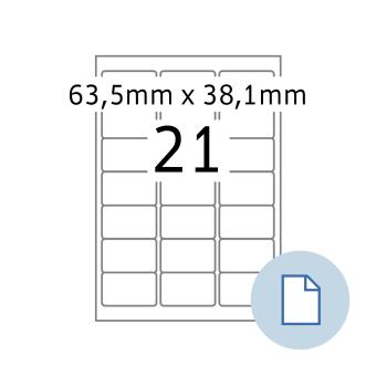 HERMA Etiketten op vellen A4, 8417, papier wit, 63,5x38,1 mm, 500 vel/10.500 etiketten 