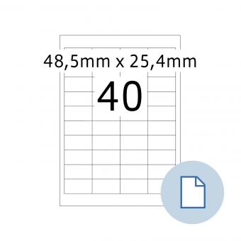 HERMA Etiketten op vellen A4, 8658, papier wit 48,5x25,4mm, 100 vel/4.000 etik./lev.eenheid 10 pack 