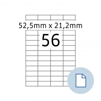 HERMA Etiketten op vellen A4, 8700, papier wit 52,5x21,2mm, 100 vel/5.600 etik./lev.eenheid 10 pack 