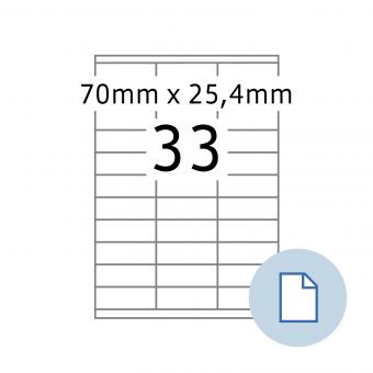 HERMA Etiketten op vellen A4, 8702, papier wit 70x25,4mm, 100 vel/3.300 etik./lev.eenheid 10 pack 
