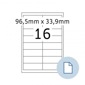HERMA Etiketten op vellen A4, 8710, papier wit 96,5x33,9mm, 100 vel/1.600 etik./lev.eenheid 10 pack 