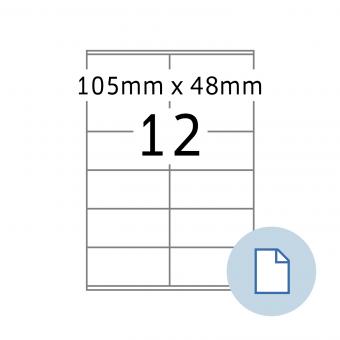 HERMA Etiketten op vellen A4, 8715, papier wit 105x48 mm, 100 vel/1.200 etik./lev.eenheid 10 pack 