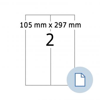 HERMA Etiketten op vellen A4, 8723, papier wit 105x297mm, 100 vel/200 etik./lev.eenheid 10 pack 