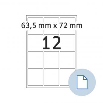 HERMA Etiketten op vellen A4, 8726, papier wit 63,5x72mm, 100 vel/1.200 etik./lev.eenheid 10 pack 