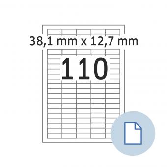 HERMA Etiketten op vellen A4, 8727, papier wit 38,1x12,7mm, 100 vel/11.000 etik./lev.eenheid 10 pack 