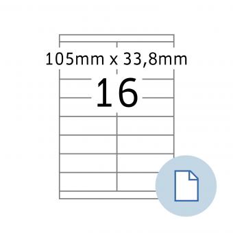 HERMA Etiketten op vellen A4, 8732, papier wit 105x33,8 mm, 100 vel/1.600 etik./lev.eenheid 10 pack 