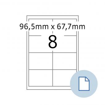 HERMA Etiketten op vellen A4, 8739, papier wit 96,5x67,7mm, 100 vel/800 etik./lev.eenheid 10 pack 