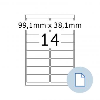 HERMA Etiketten op vellen A4, 8757, papier wit 99,1x38,1mm, 100 vel/1.400 etik./lev.eenheid 10 pack 