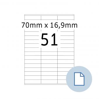 HERMA Etiketten op vellen A4, 8779, papier wit 70x16,9mm, 100 vel/5.100 etik./lev.eenheid 10 pack 