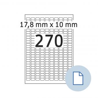 HERMA Etiketten op vellen A4, 8790, papier wit 17,8x10mm, 100 vel/27.000 etik./lev.eenheid 10 pack 